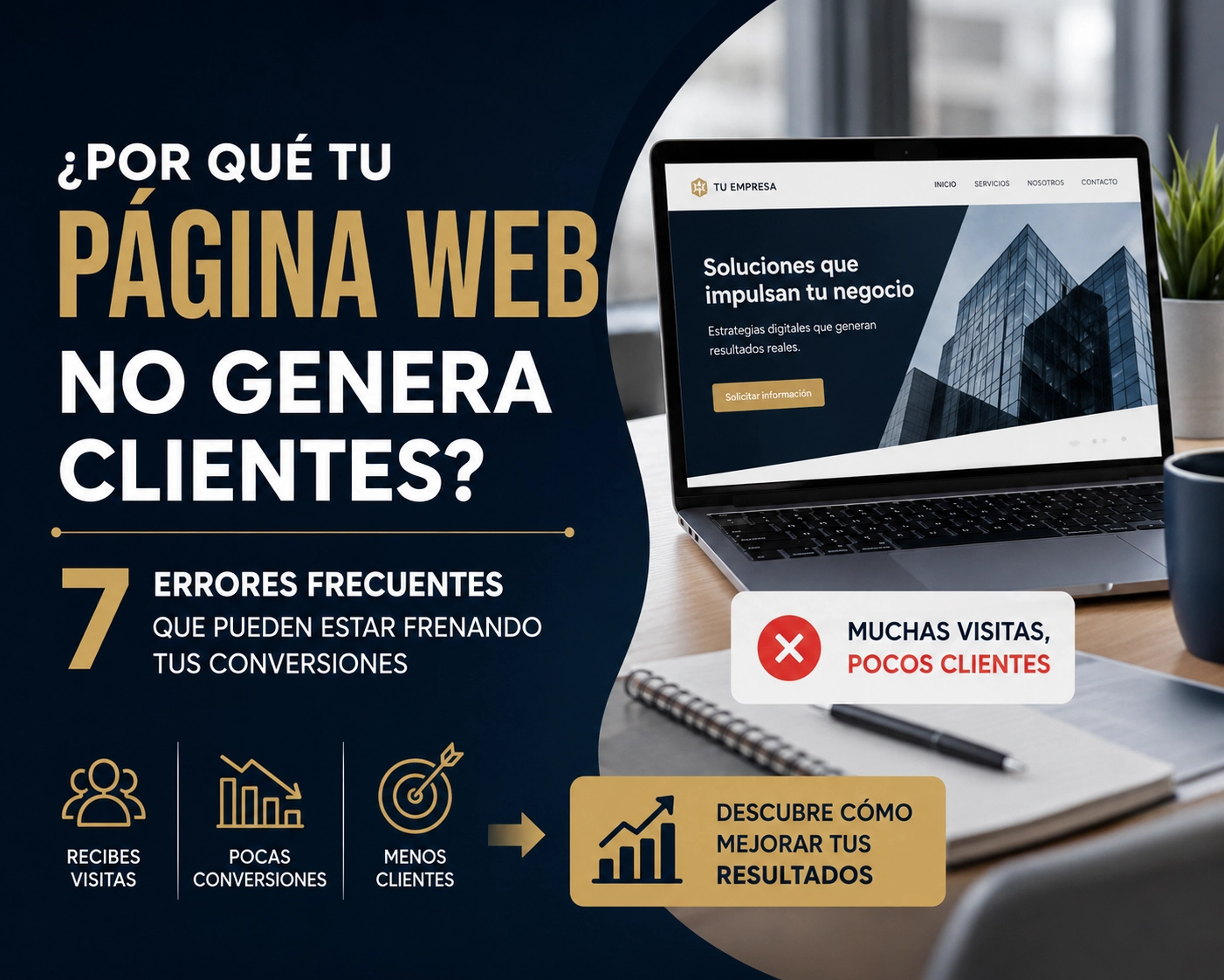 ¿Por qué tu página web recibe visitas pero no genera clientes? 7 errores frecuentes